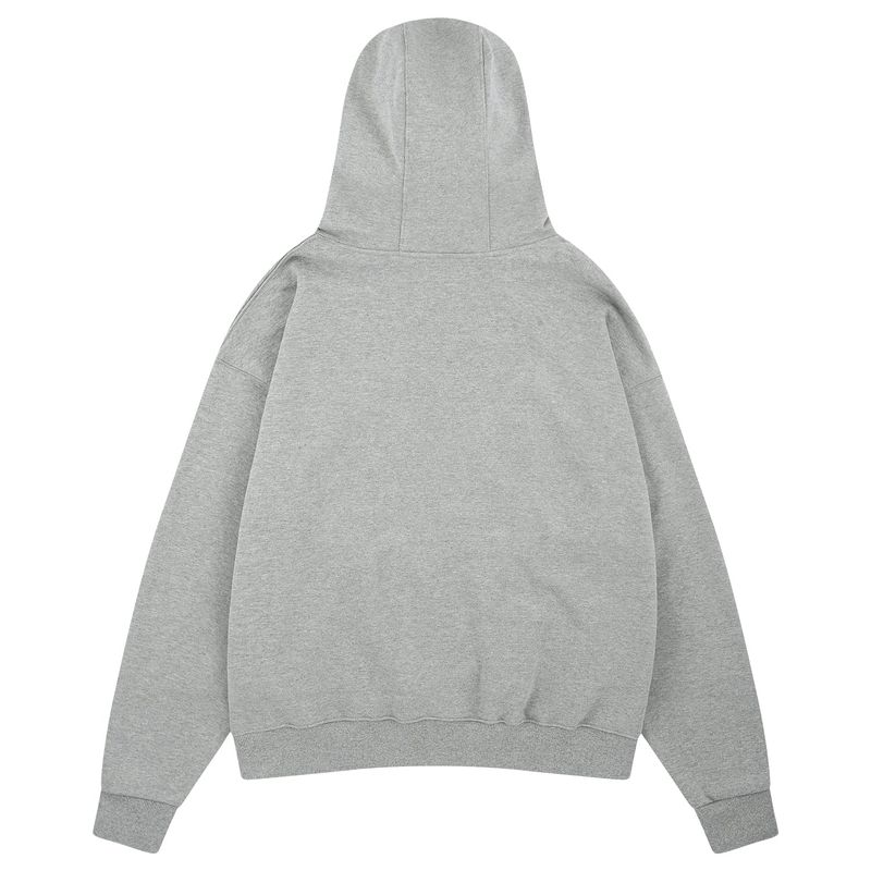 DOUBLE LOOP LOGO SLEEK HOODIE SWEATSHIRT GRAY