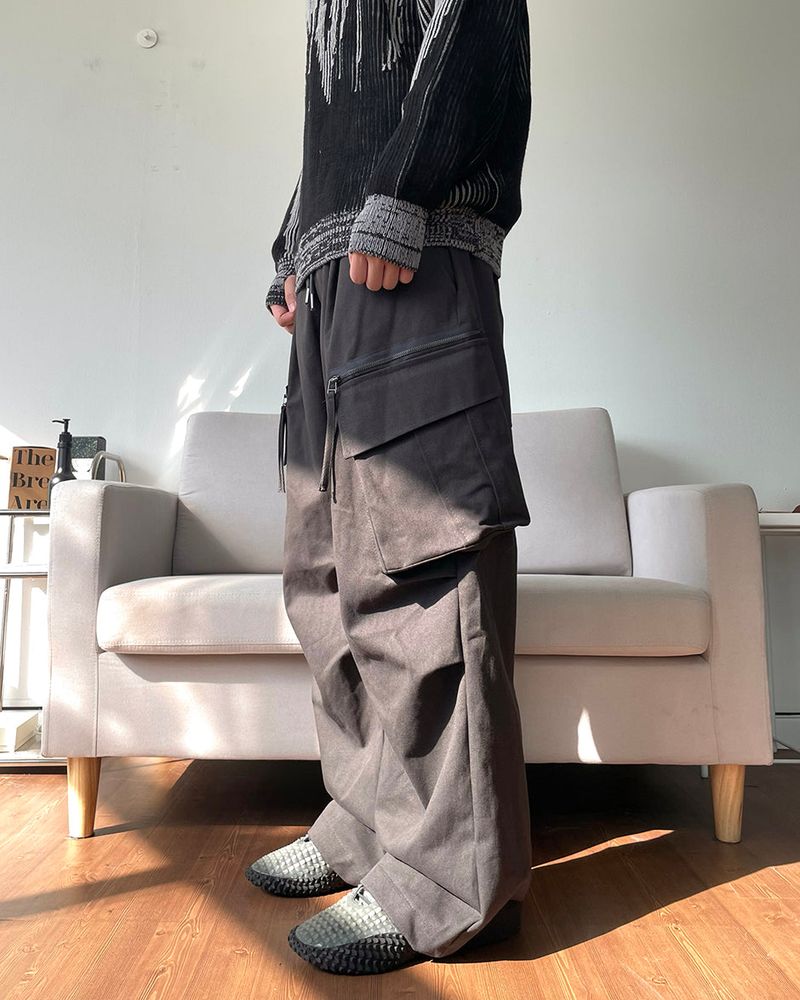 Zipper Big Cargo Cotton Pants