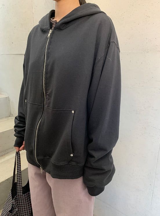 Silka Cotton Rivet Over Hood Zip-Up