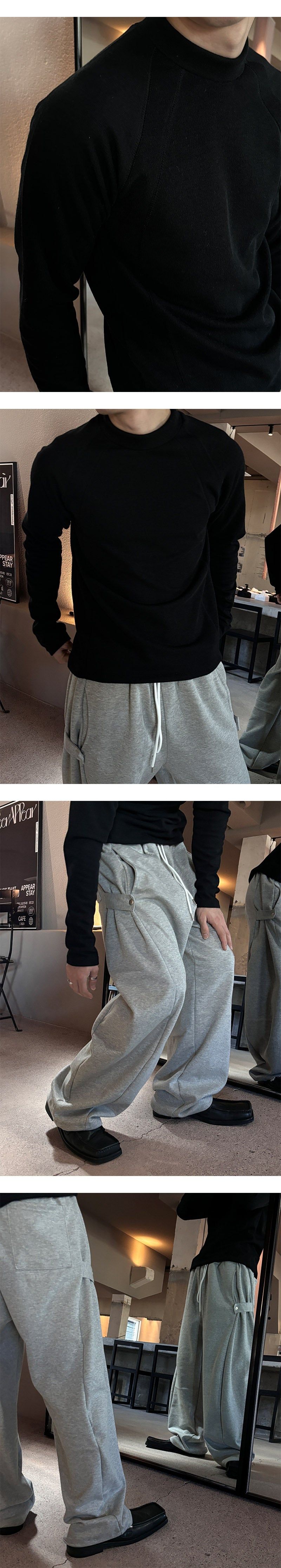 [Unisex] Side strap wide sweat pants(4color)
