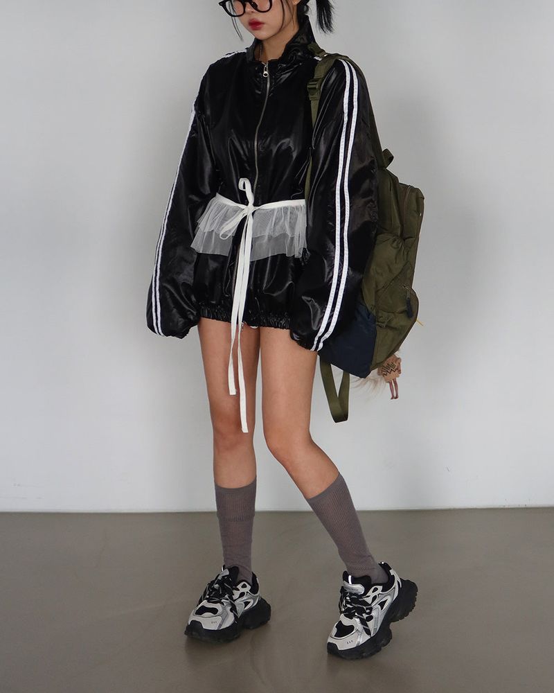 [UNISEX] Track Glossy Windbreaker Jersey Jacket