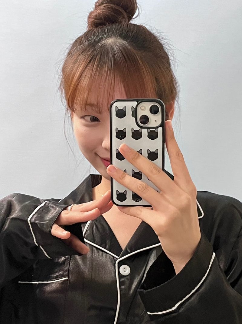 [MADE] yeowhi cat pattern epoxy bumper case_black&grey