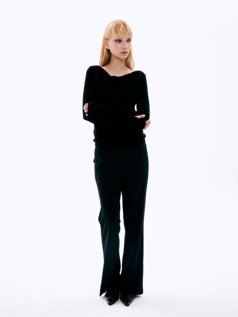  Eyelet Bootcut Pants_Black