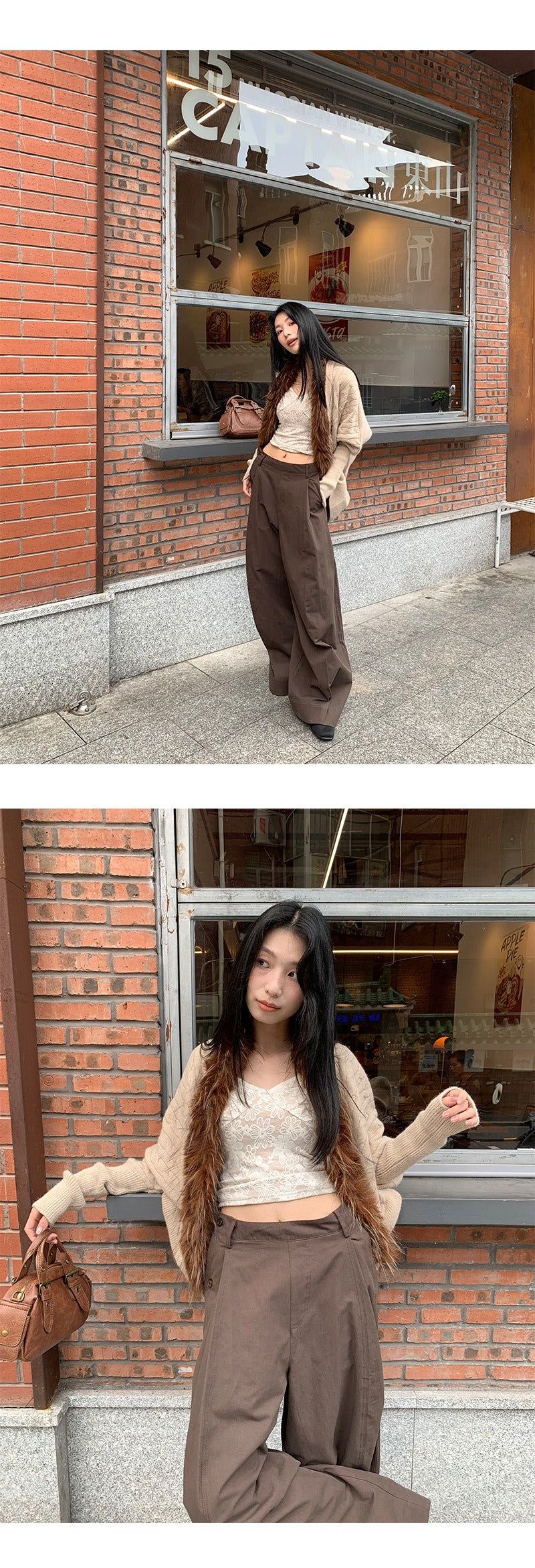 Batwing Fur No Collar Knit Cardigan