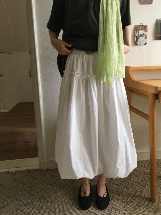 BAON（バオン）の「New Hit Shirring Balloon Banding Long Skirt（Skirts）」