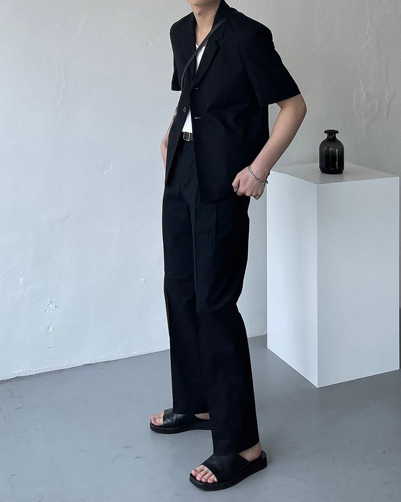 ECT linen two-tuck long pants slacks (2 colors)