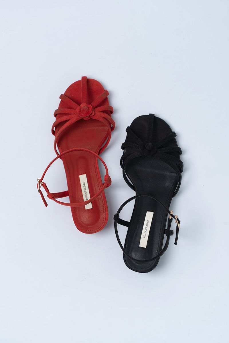 Corsage strap sandal_black