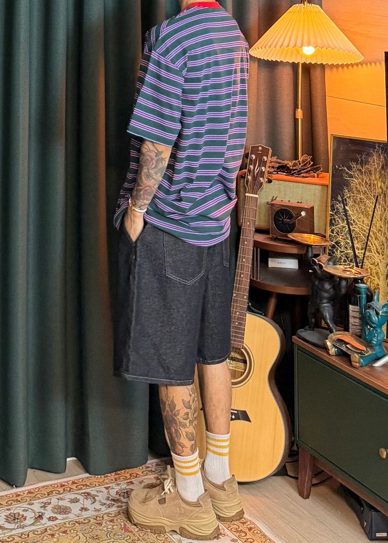 Non-fade half denim pants 2COLOR