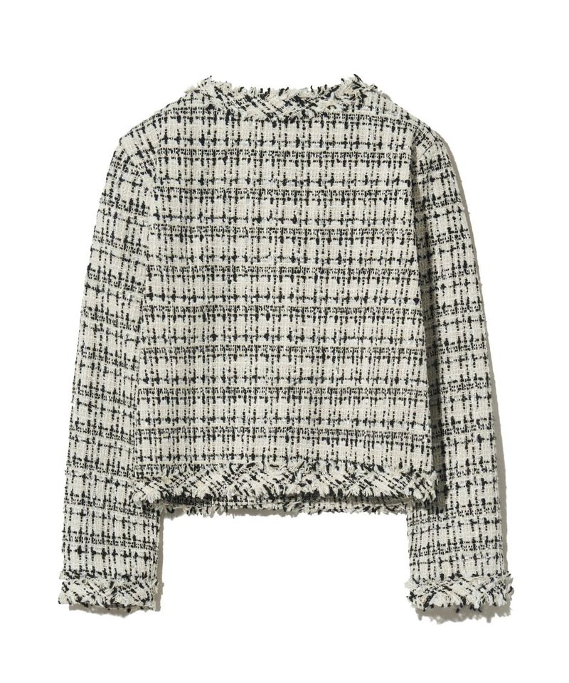 85-VIVAJ048 Multi-Color Crop Tweed Jacket Black
