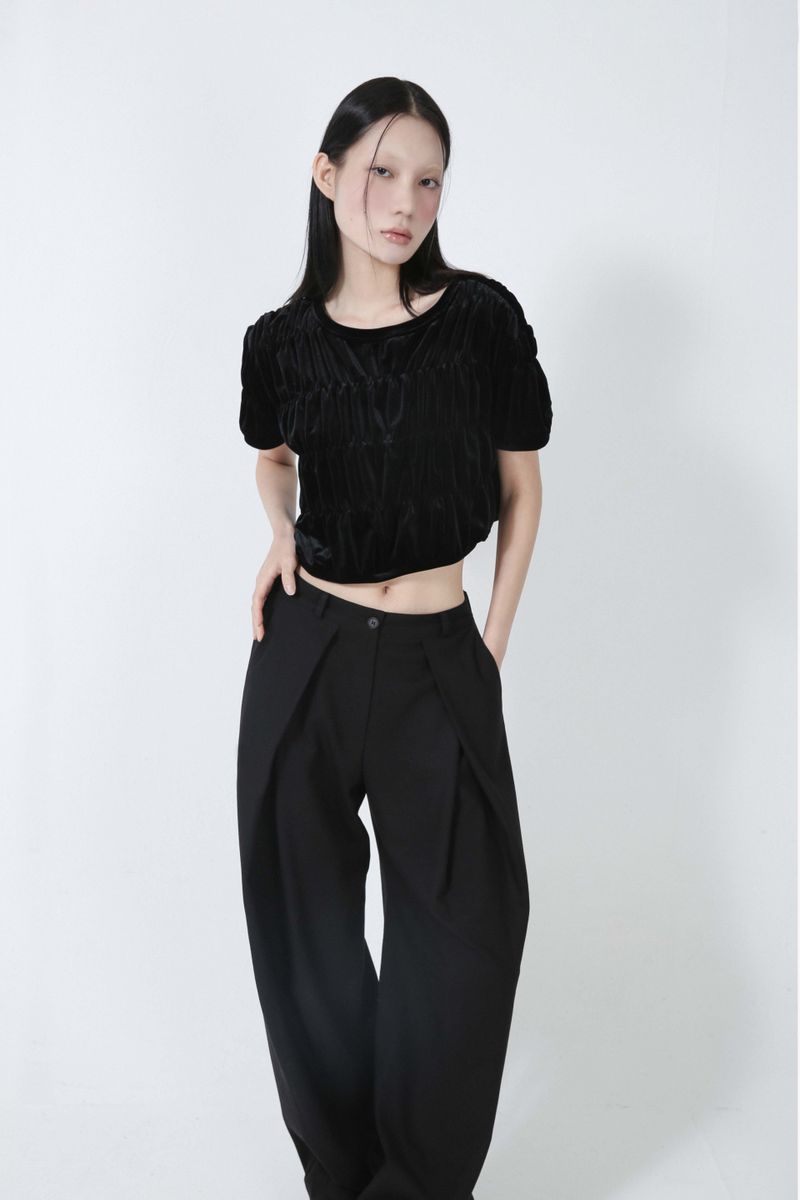 WOOL PINTUCK PANTS