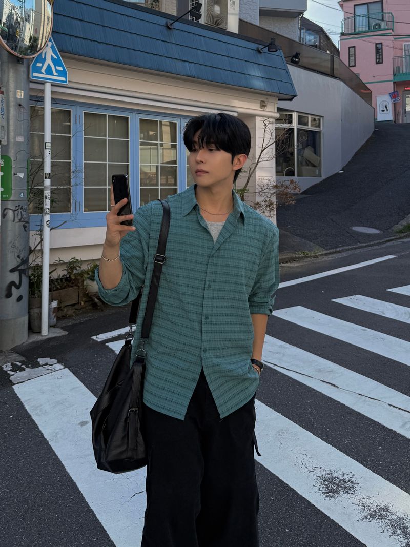 Suede check shirt