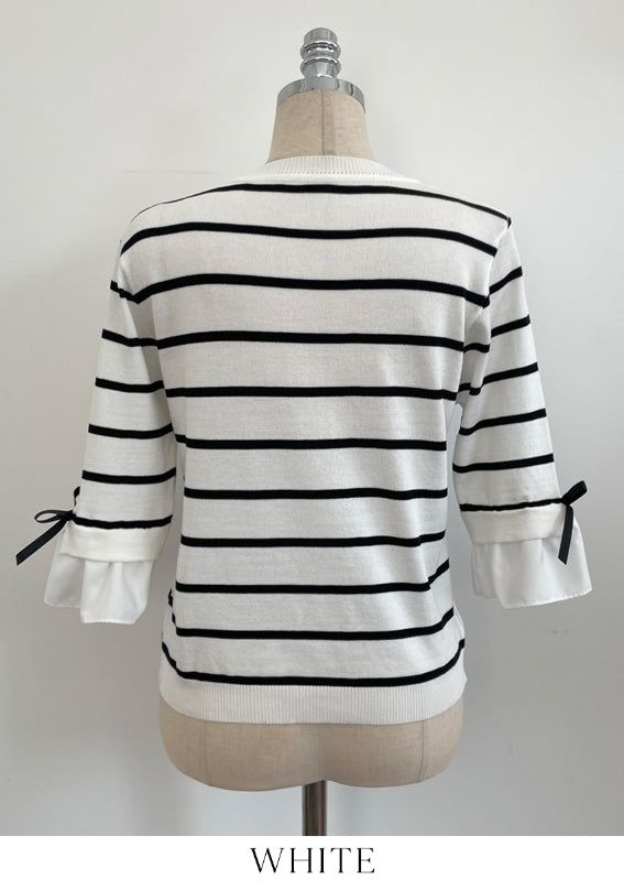 Ilon Layered Ribbon Stripe Three Quarter Knit