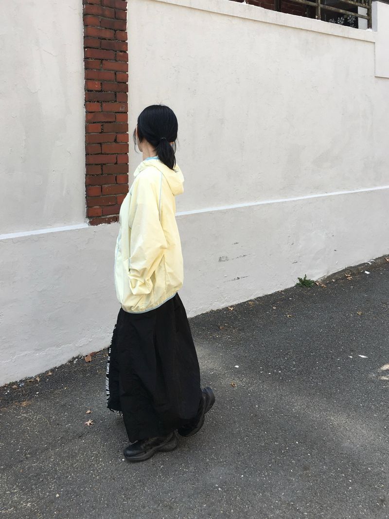 Windy Nylon Banding Long Skirt (3c)
