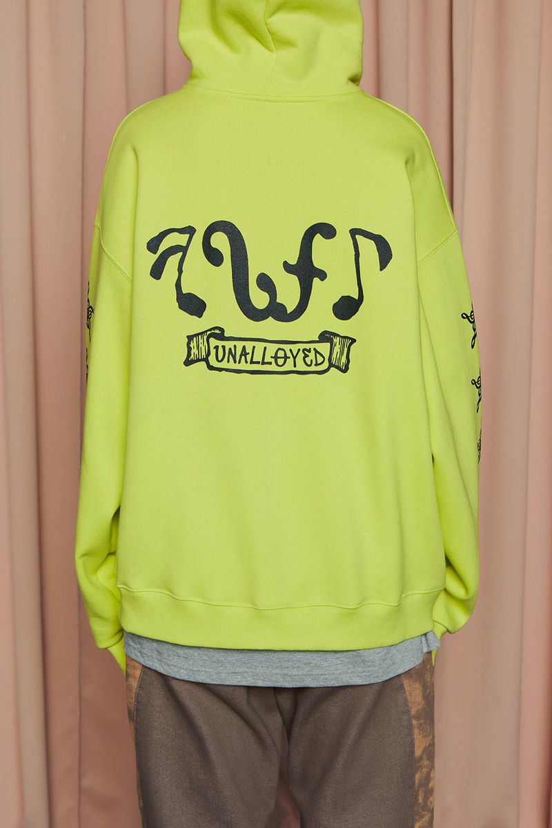 STAR ZIP-UP HOODIE / LIME YELLOW