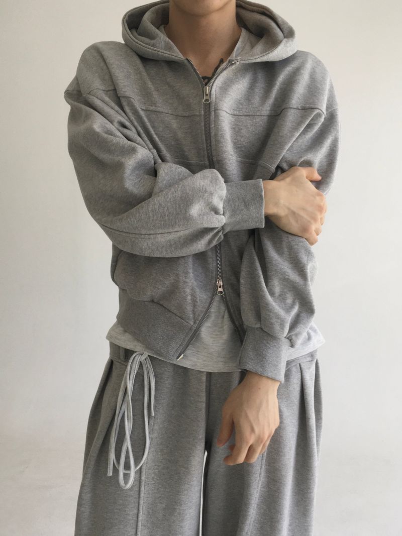 curved hood zip up(2colors)