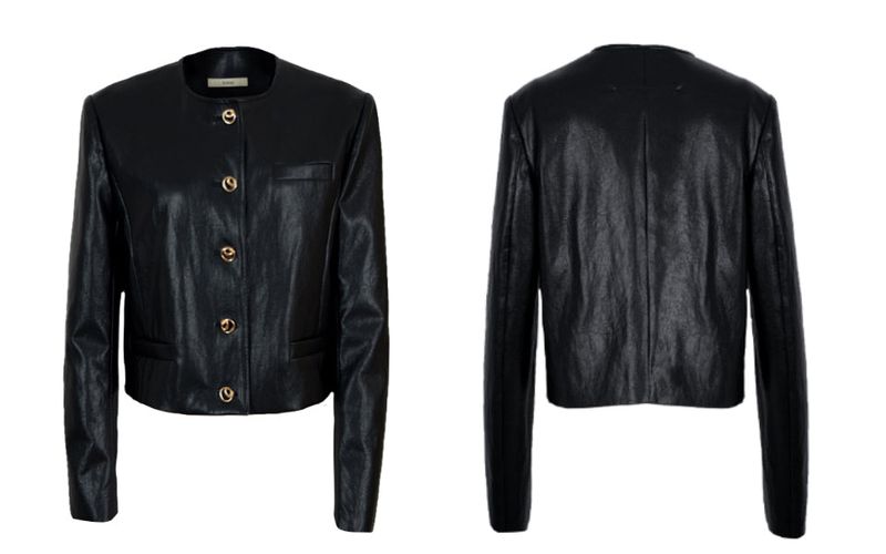FAUX LEATHER NON COLLAR JACKET