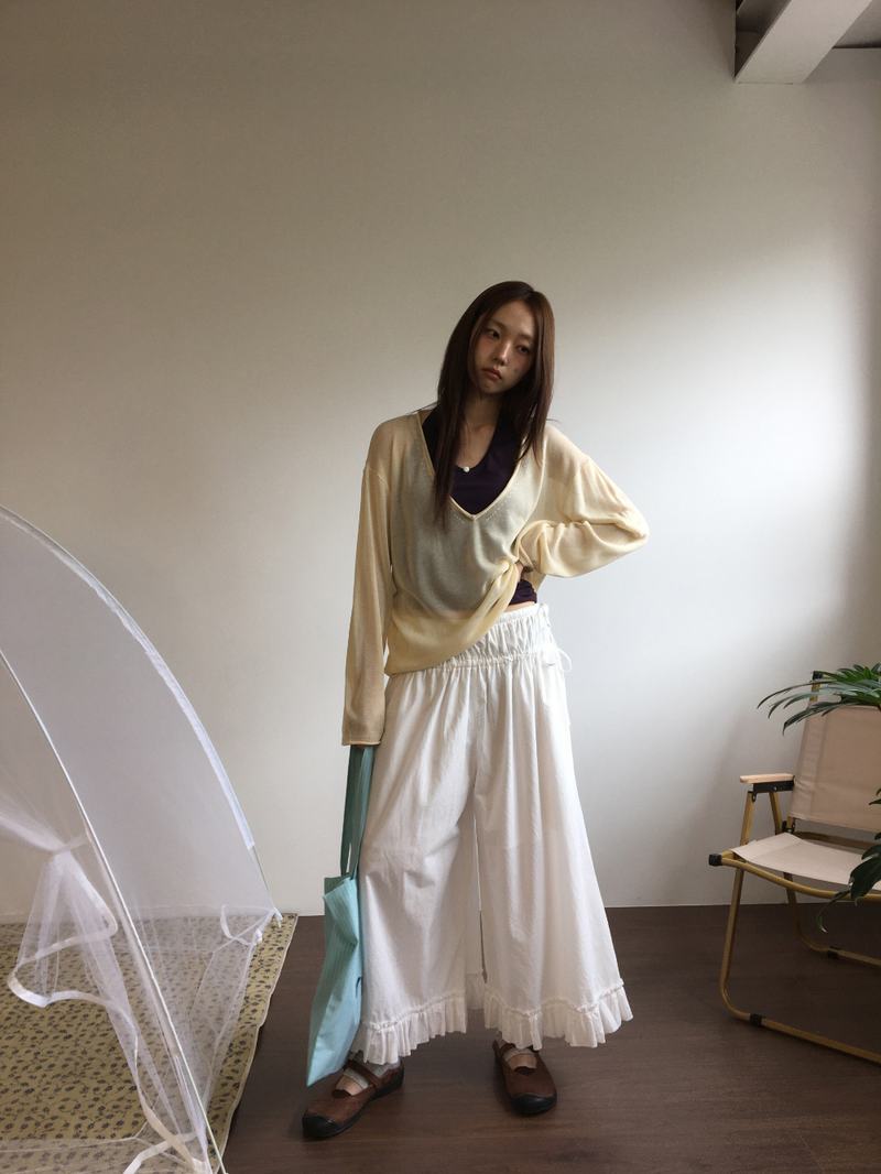Veiled Summer V-neck Knit (5color)