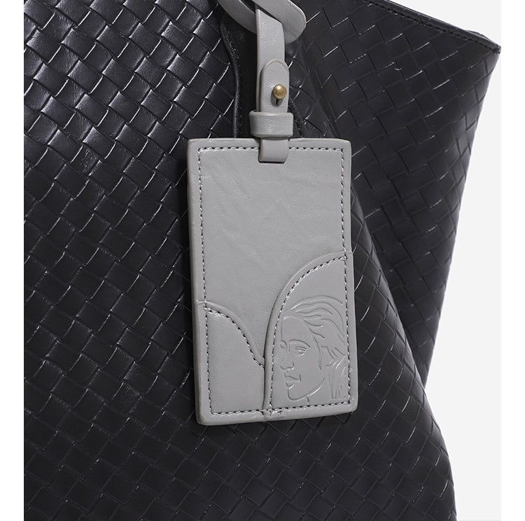 Woven Texture Large Square Tote Bag with Pouch