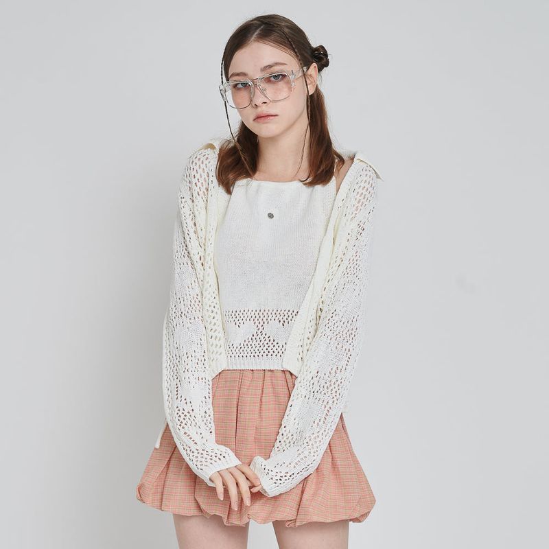 UNUSUALNORMAL（アンユージュアルノーマル）の「LOVE COLLAR KNIT CARDIGAN_IVORY（）」