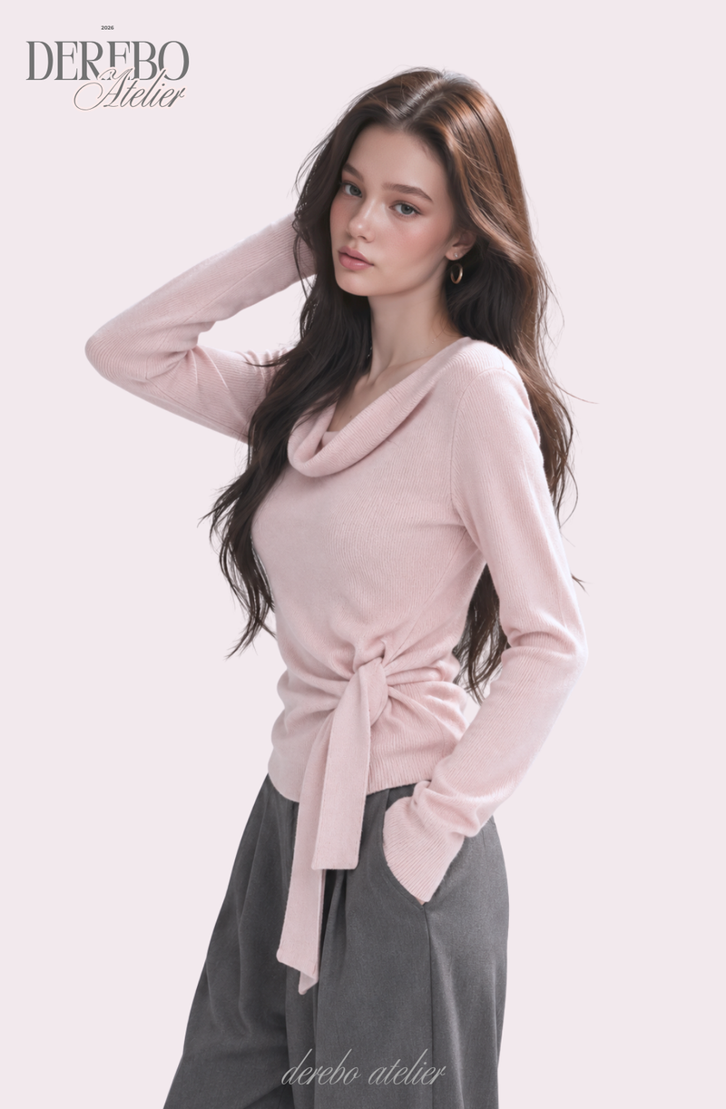 Flow Pink Shirring Wrap Knit Top