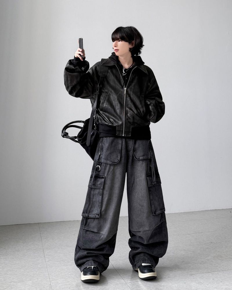 Akaza cropped leather jacket