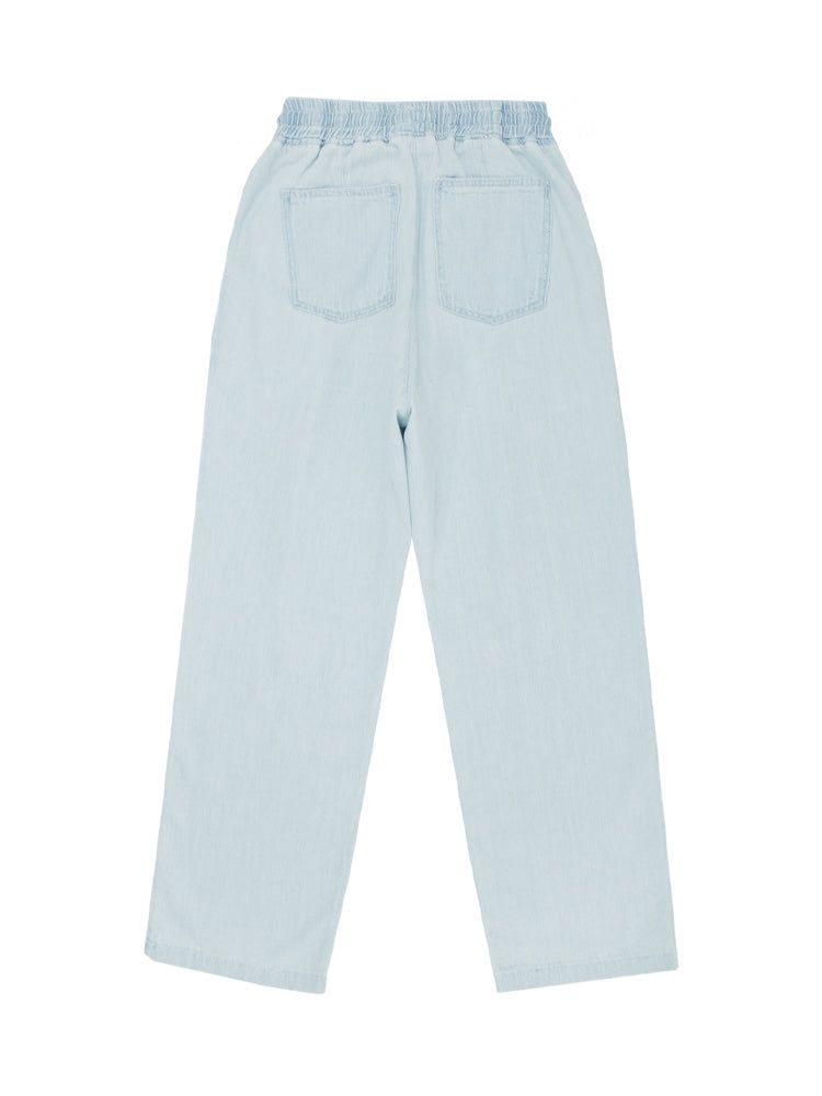 W1015 ONE TUCK LINEN BANDING PANTS_LIGHT BLUE