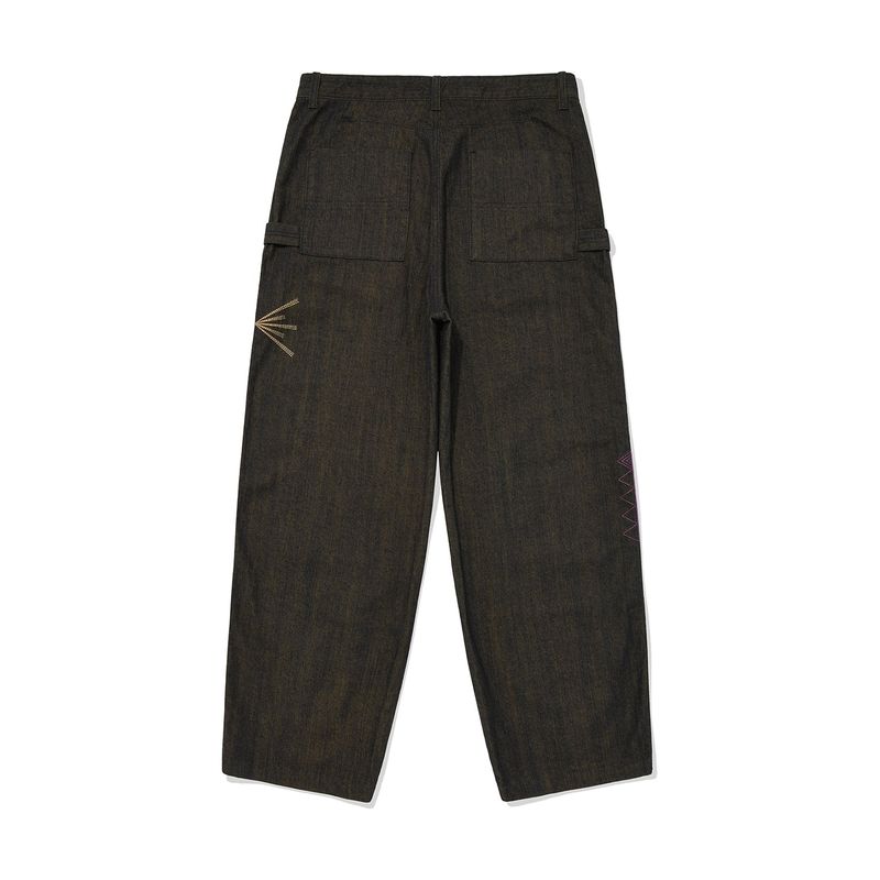 Indian double knee denim pants / Yellow black