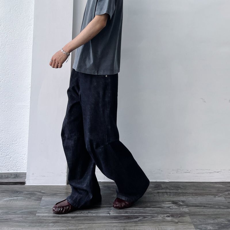 Indigo Sculpted Wide Jeans