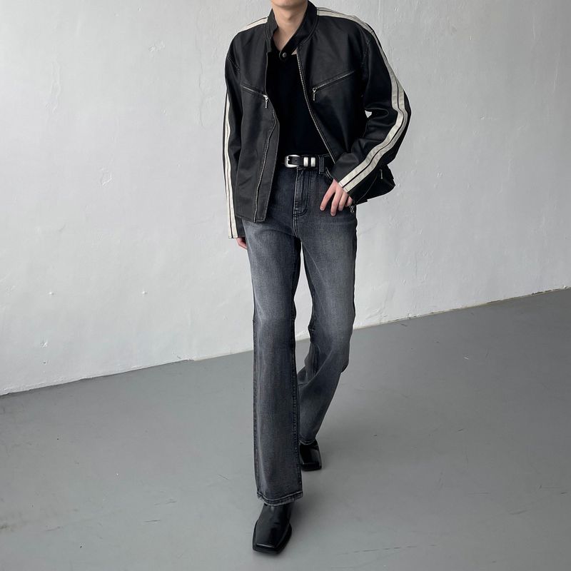 MG608 All Brush Back Slit Bootcut Denim