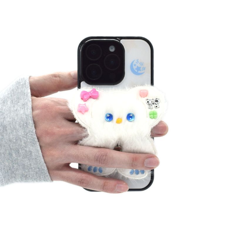 SUN CASE BEADS BEAR WHITE CREAM (GLOSSY BLACK)