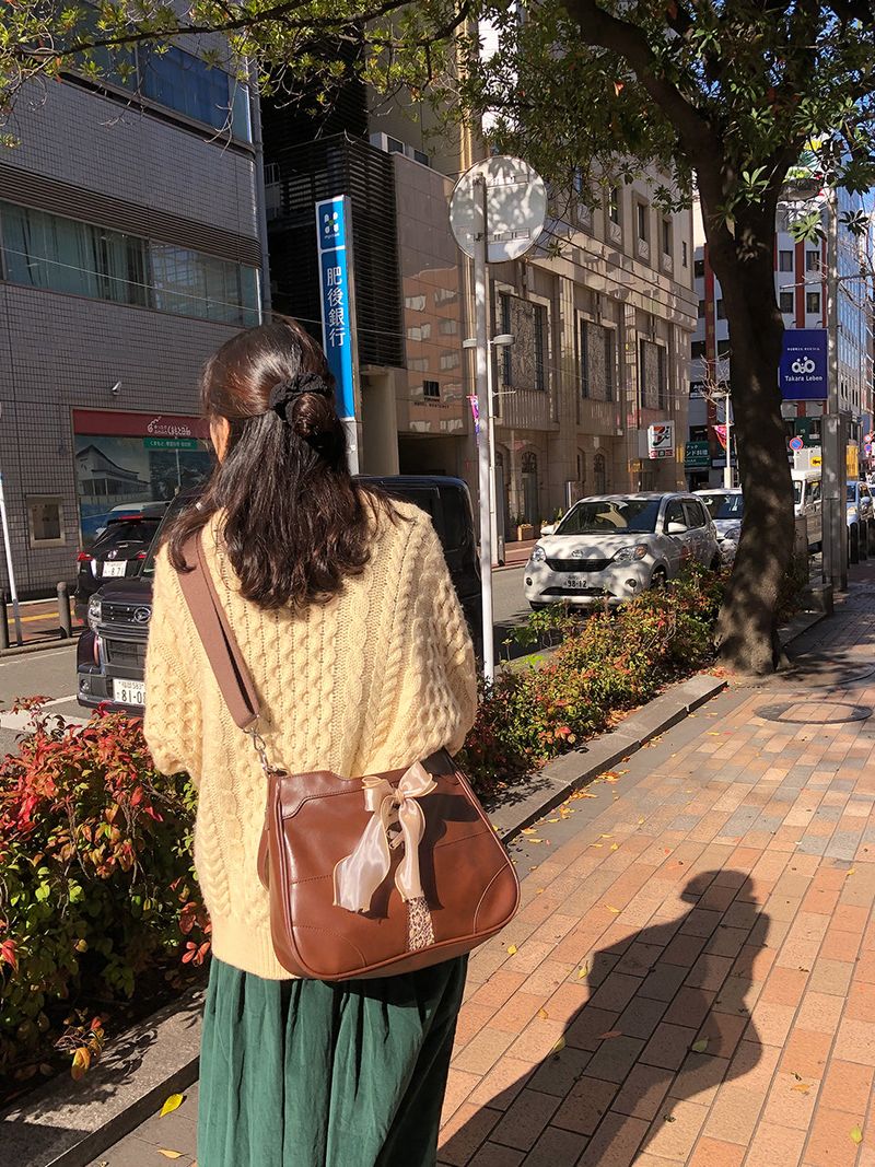 Bustier ribbon bag_chocolate brown