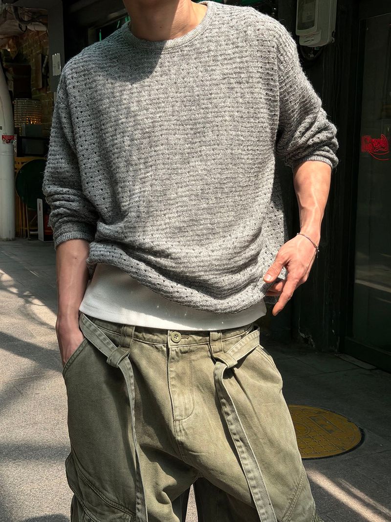 LAURANT（ロラン）の「[Unisex] Mix see through summer knit(3color)（Tops）」
