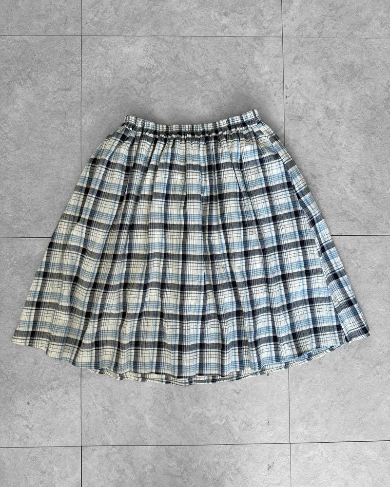 WOOD CHECK FLARE SKIRT
