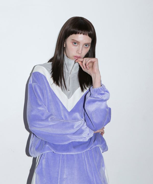 velvet training zip-up top - VIOLET