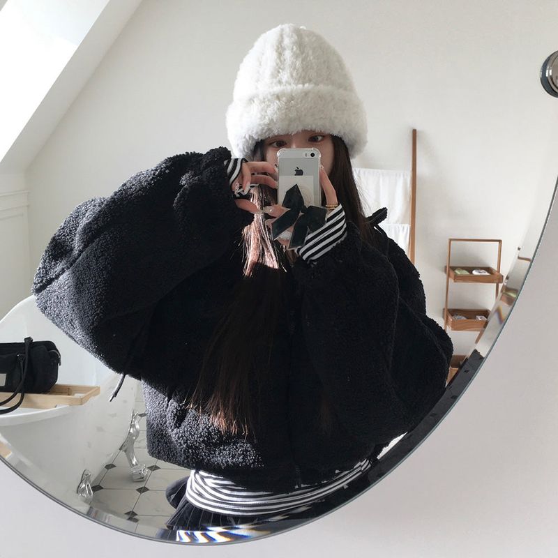 [BELLIDE MADE] Boa fleece + corduroy reversible zip-up hoodie
