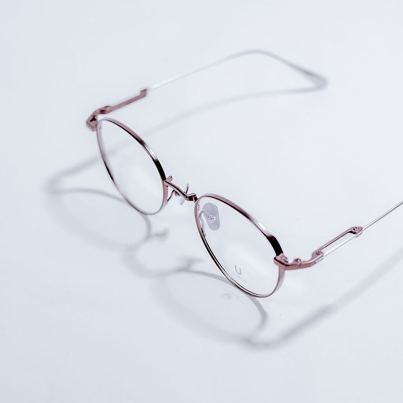 Knouun Round titanium glasses CODE. 102. C Brown N Silver