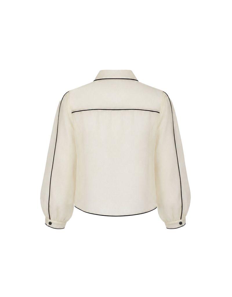 [PRE- FALL] Eliane Sheer Piping Crop Shirt Jacket Ivory