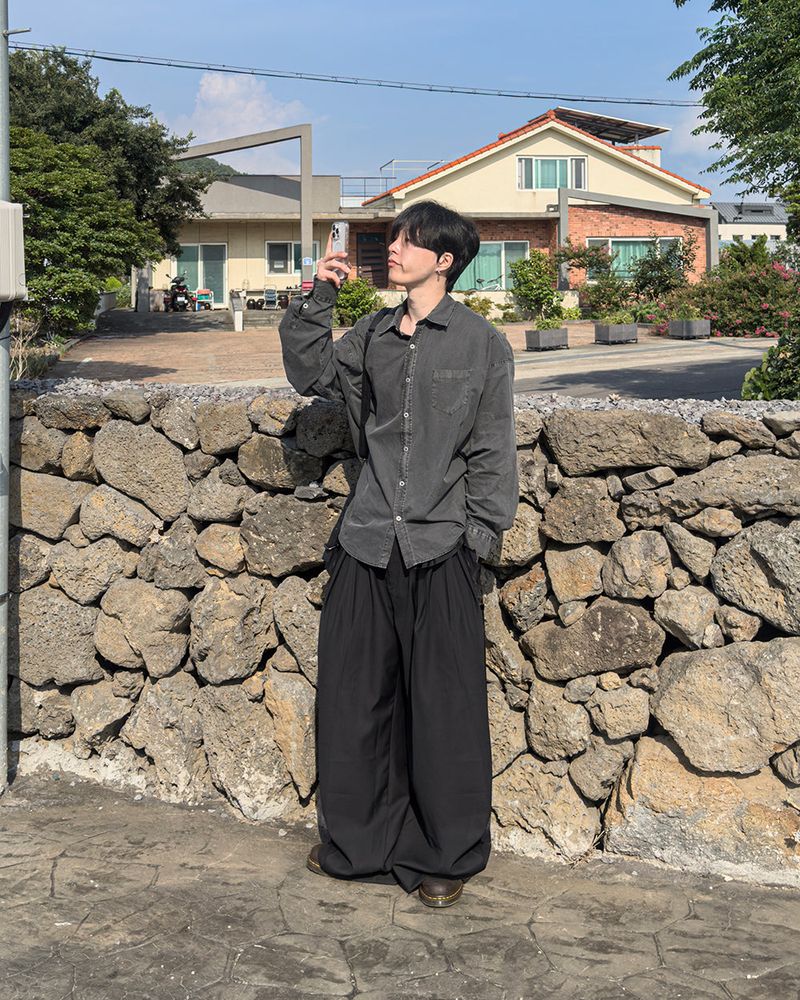 Drape Belted Wide Slacks