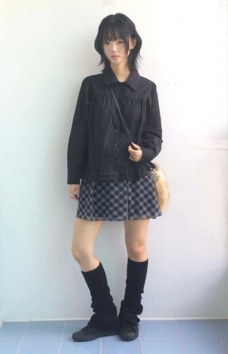 Blooming Check Chiffon Skirt