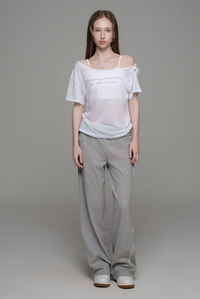 Kleesier（クリーシーア）の「Lace tea straight pants, Gray（Pants）」