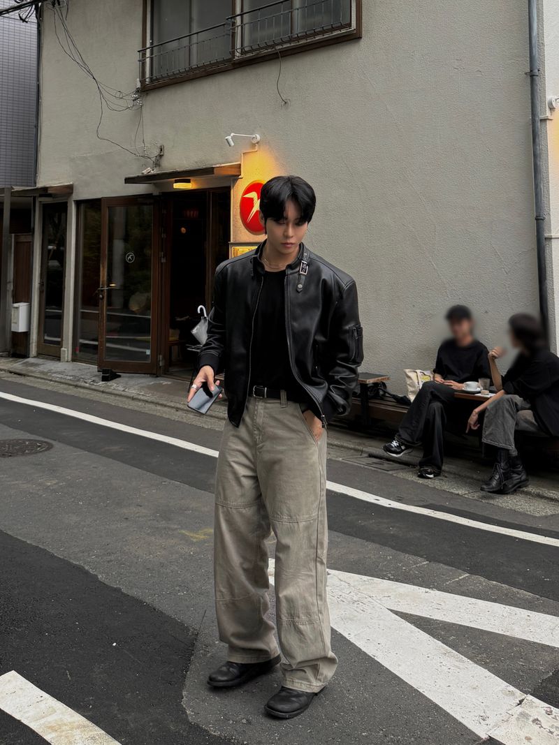 Belt leather ma-1 jacket