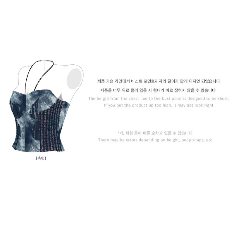 DENIM CORSET TUBE TOP_DEEP BLUE