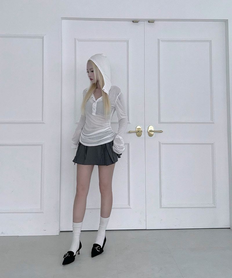 Shirring Hoodie Top (2colors)