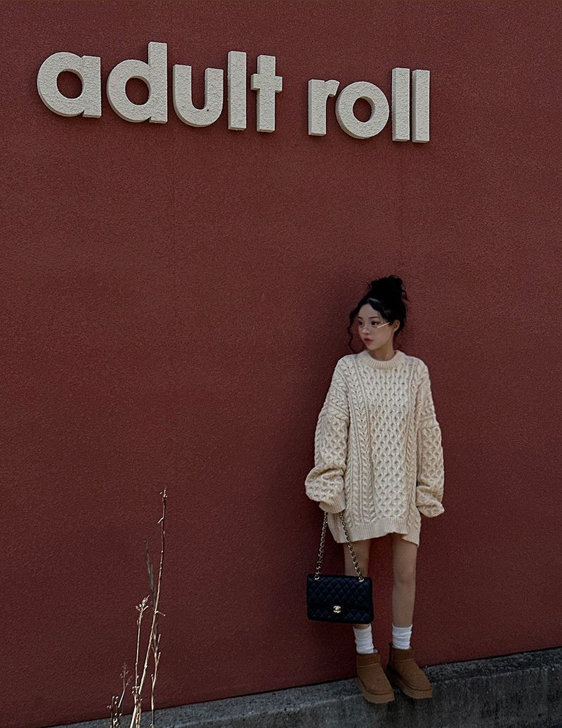 Cooking Twisted Doughnut Patterned Oversized Fit Knitwear