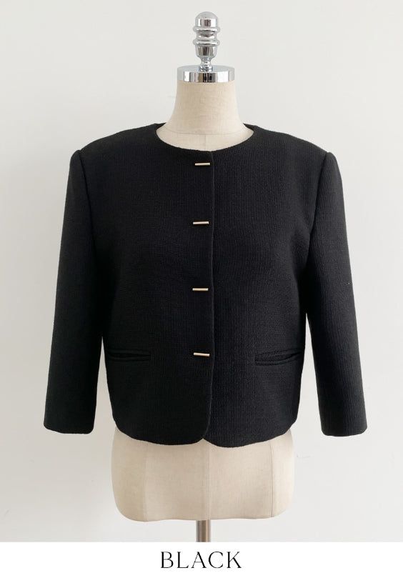 Luman Three Quarter Crop Tweed Jacket