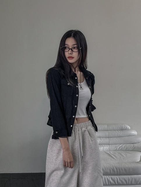 Ribbed slim-fit western shirt