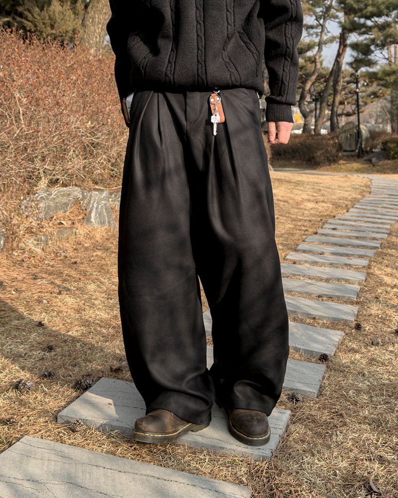 Tia Double-Pleat Wide Slacks