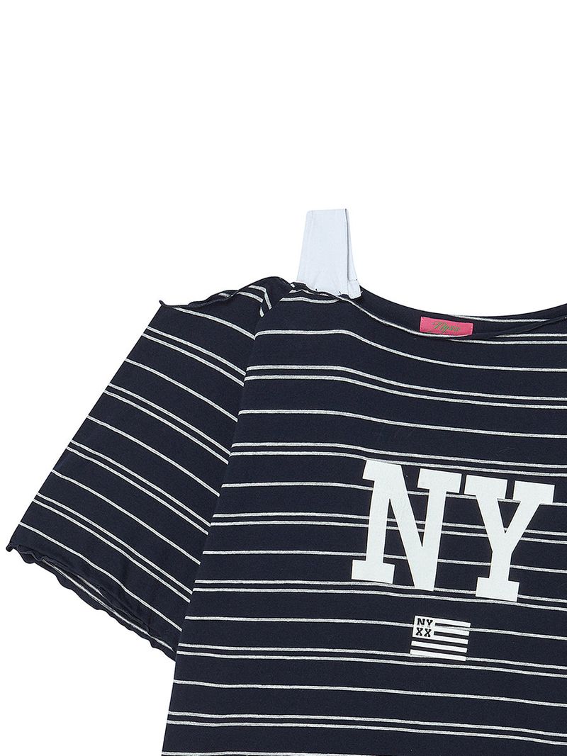 STRIPE OFF SHOULDER SS NAVY