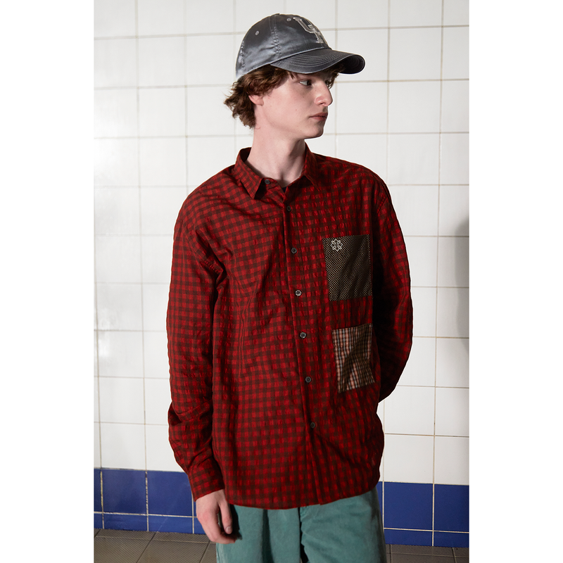 POCKET GINGHAM CHECK SHIRT / RED