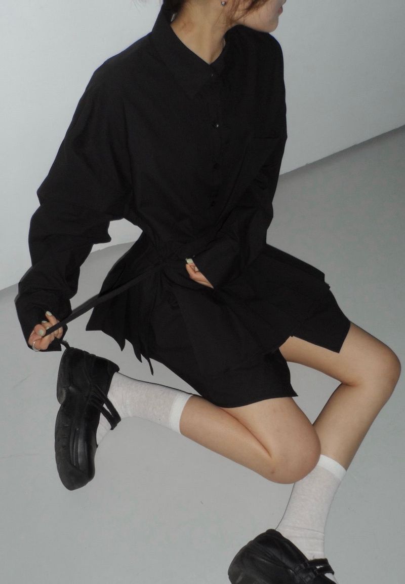 Pleated Wrap Shirt Set - 2colors